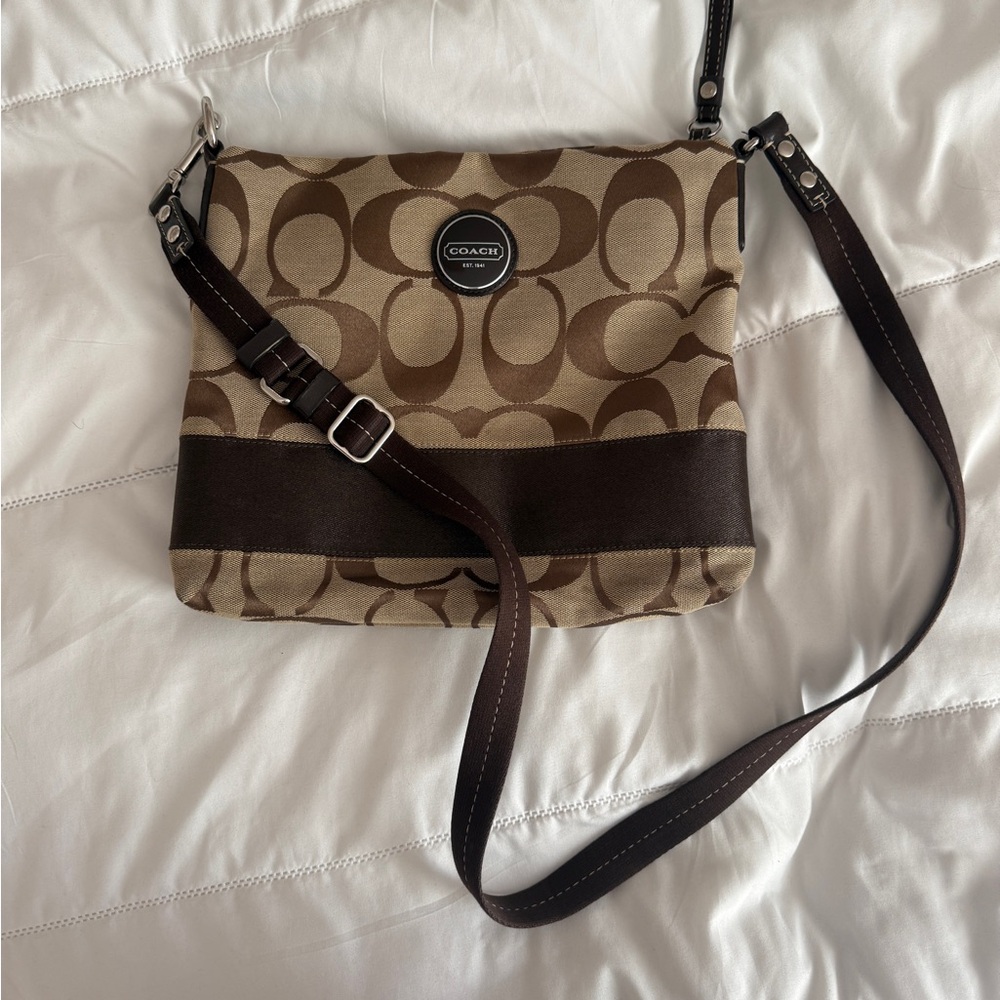 Coach Brown Crossbody Bag with Signature Monogram
